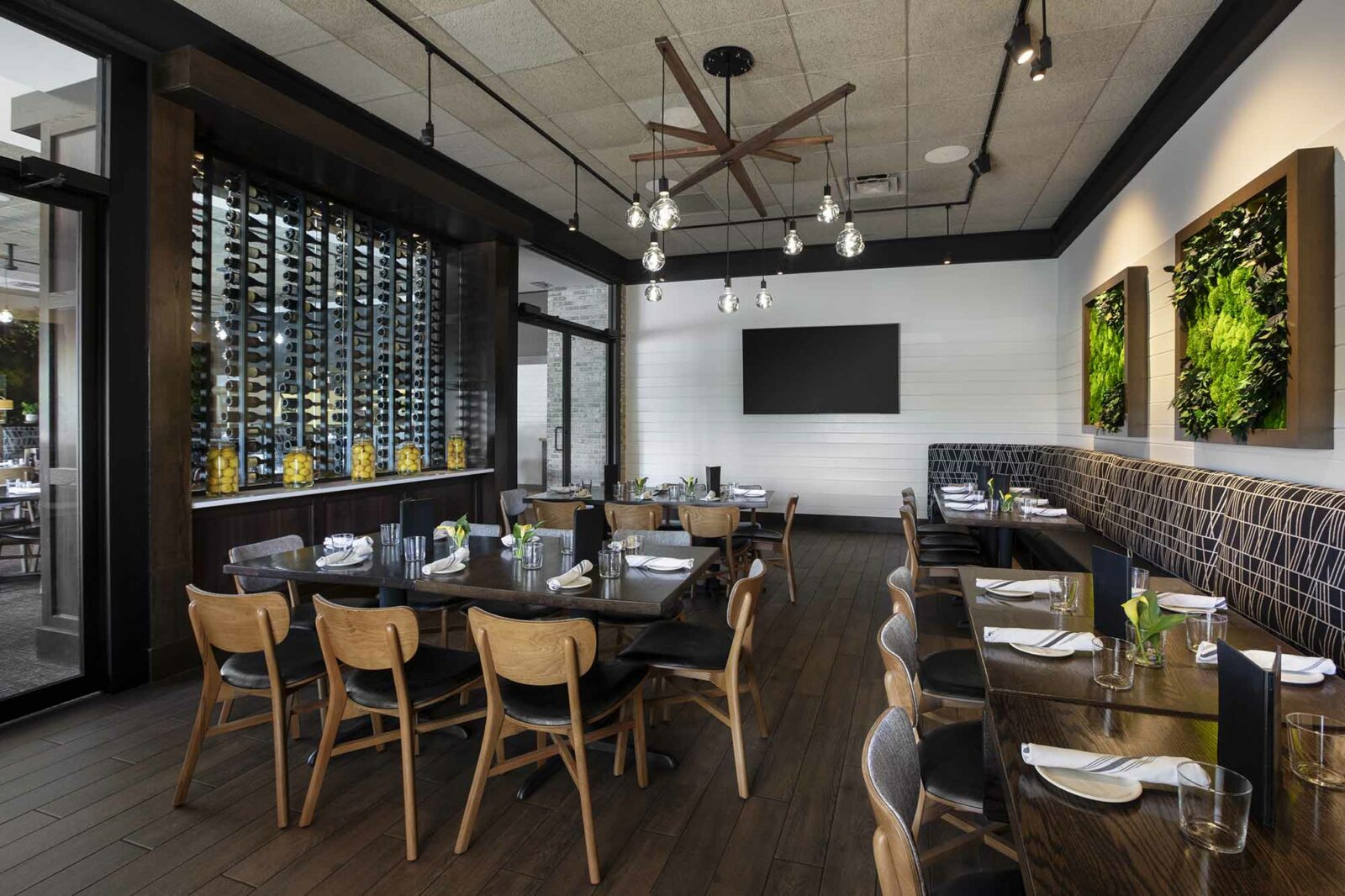View of the Private Dining Room at Burtons Grill in Westford, MA.