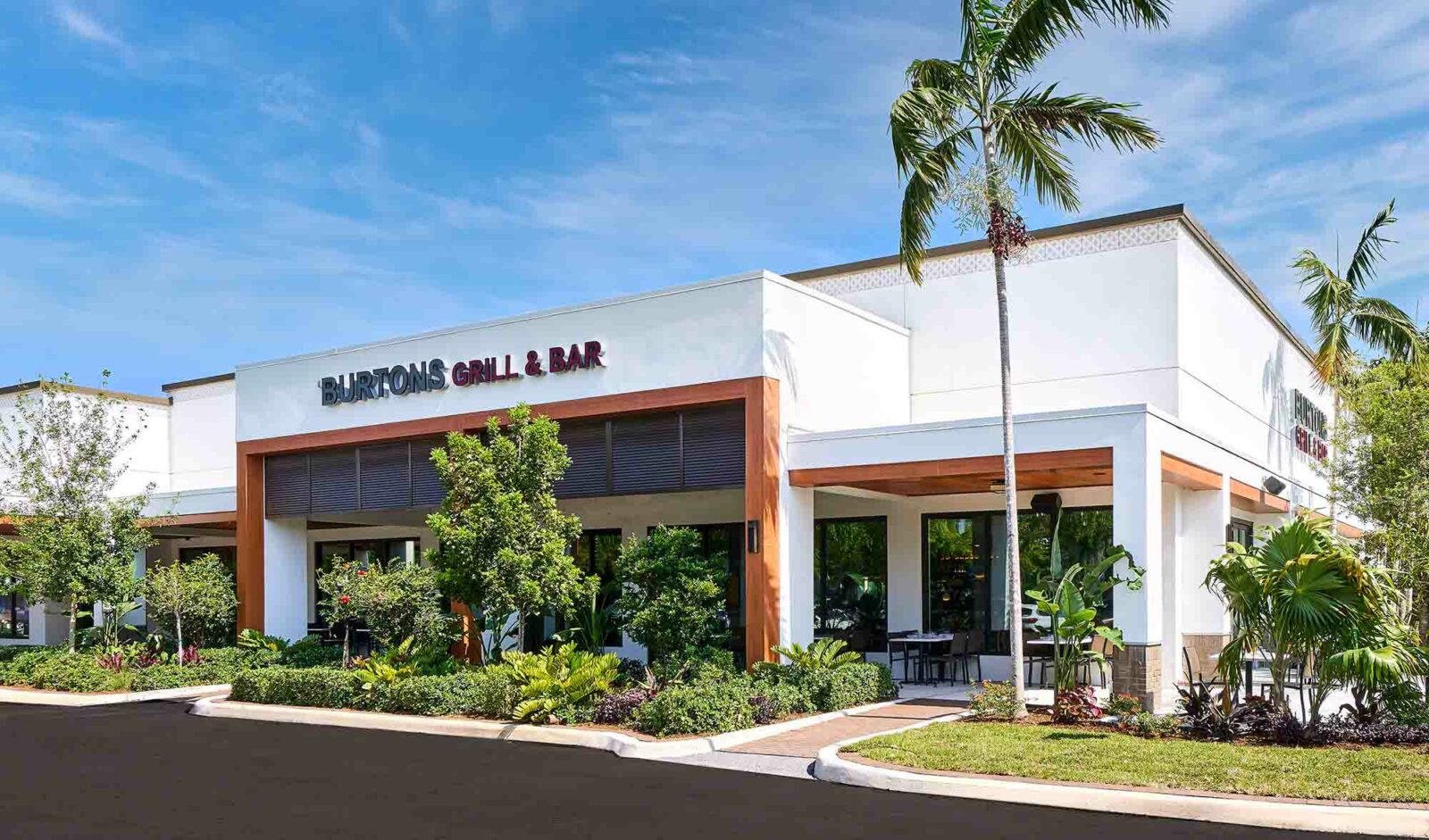 Outside view of Burtons Grill in Plantation, FL.
