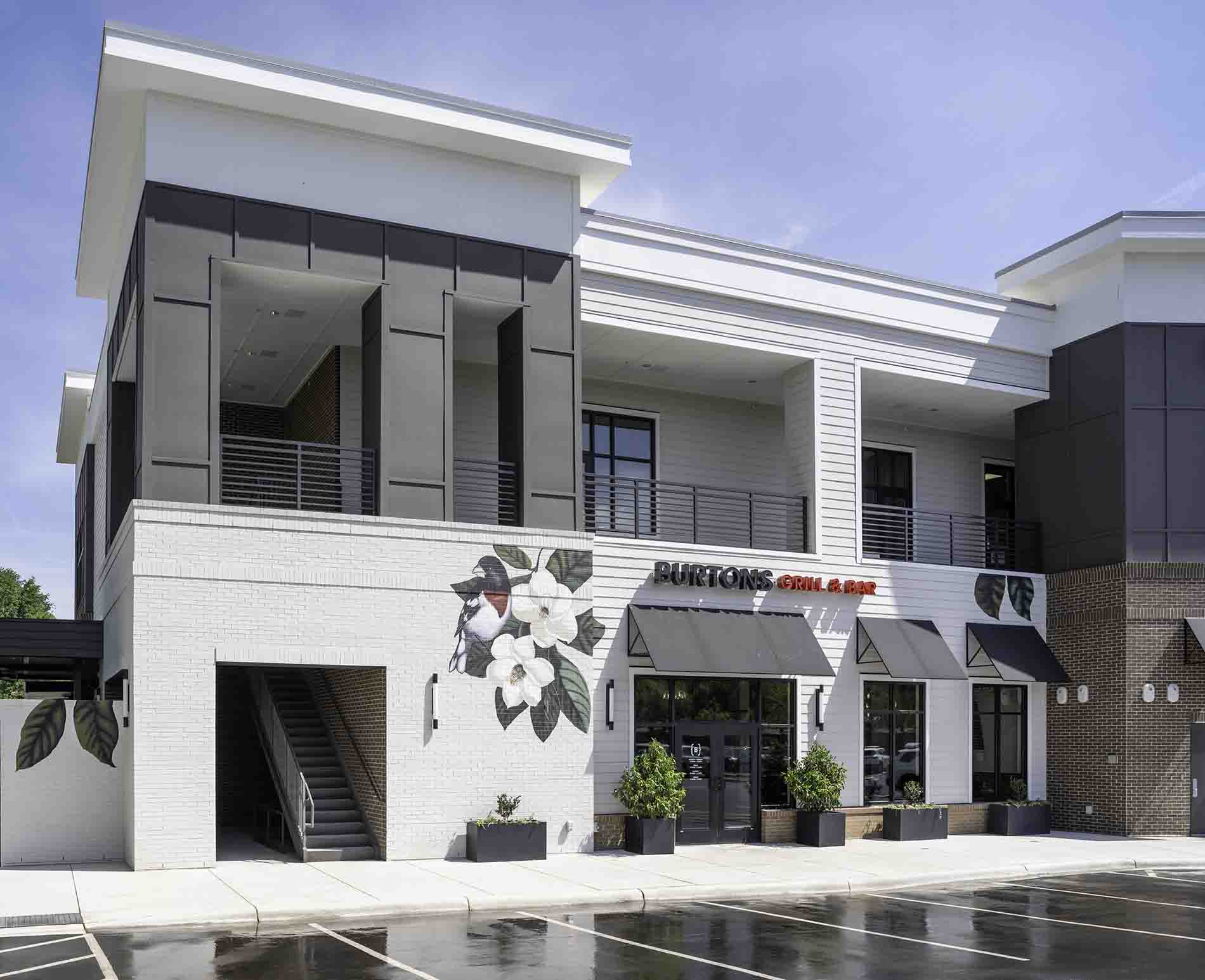 Exterior of Burtons Grill in Birkdale, NC.