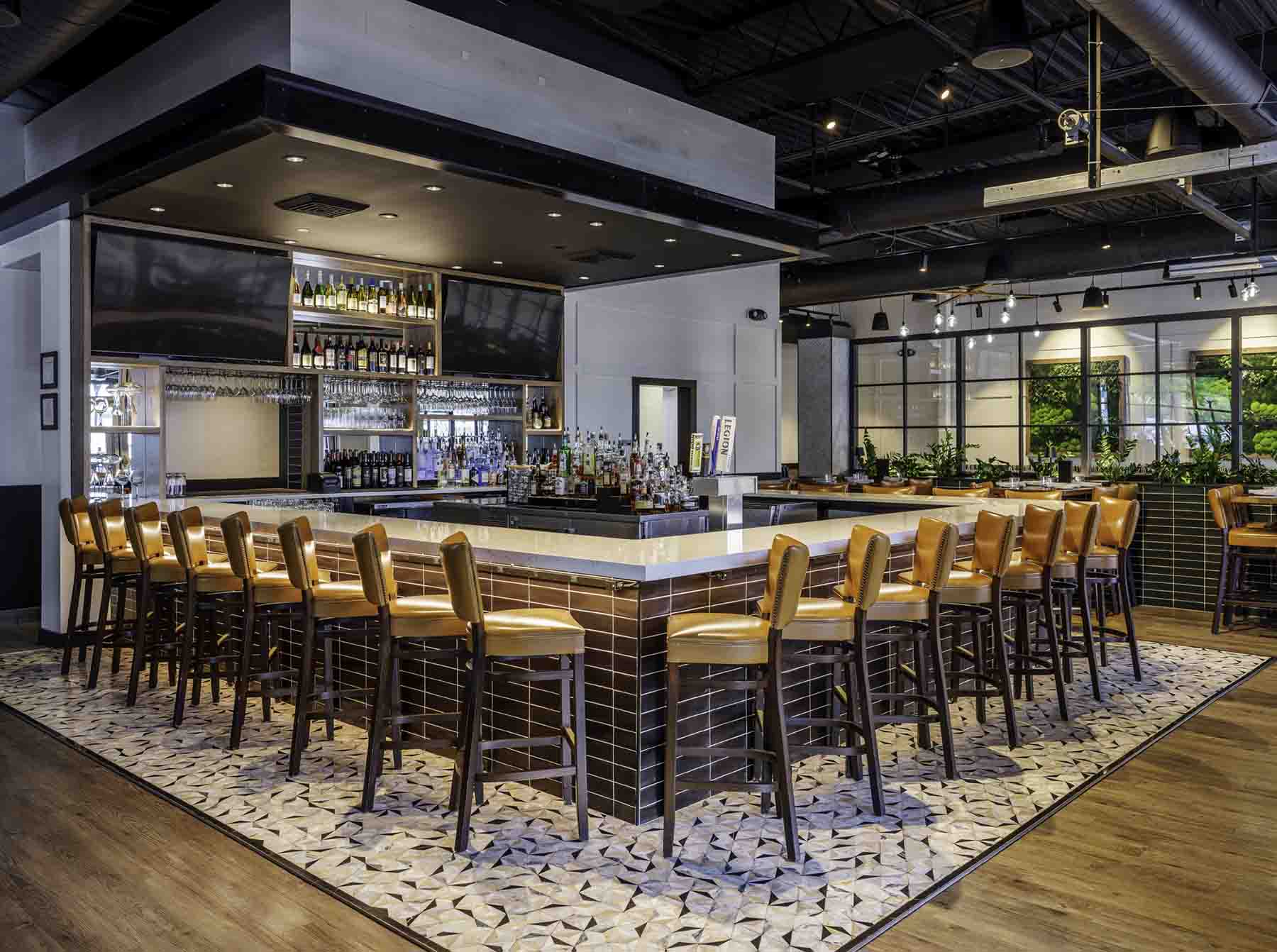 Bar at Burtons Grill in Blakeney, NC.