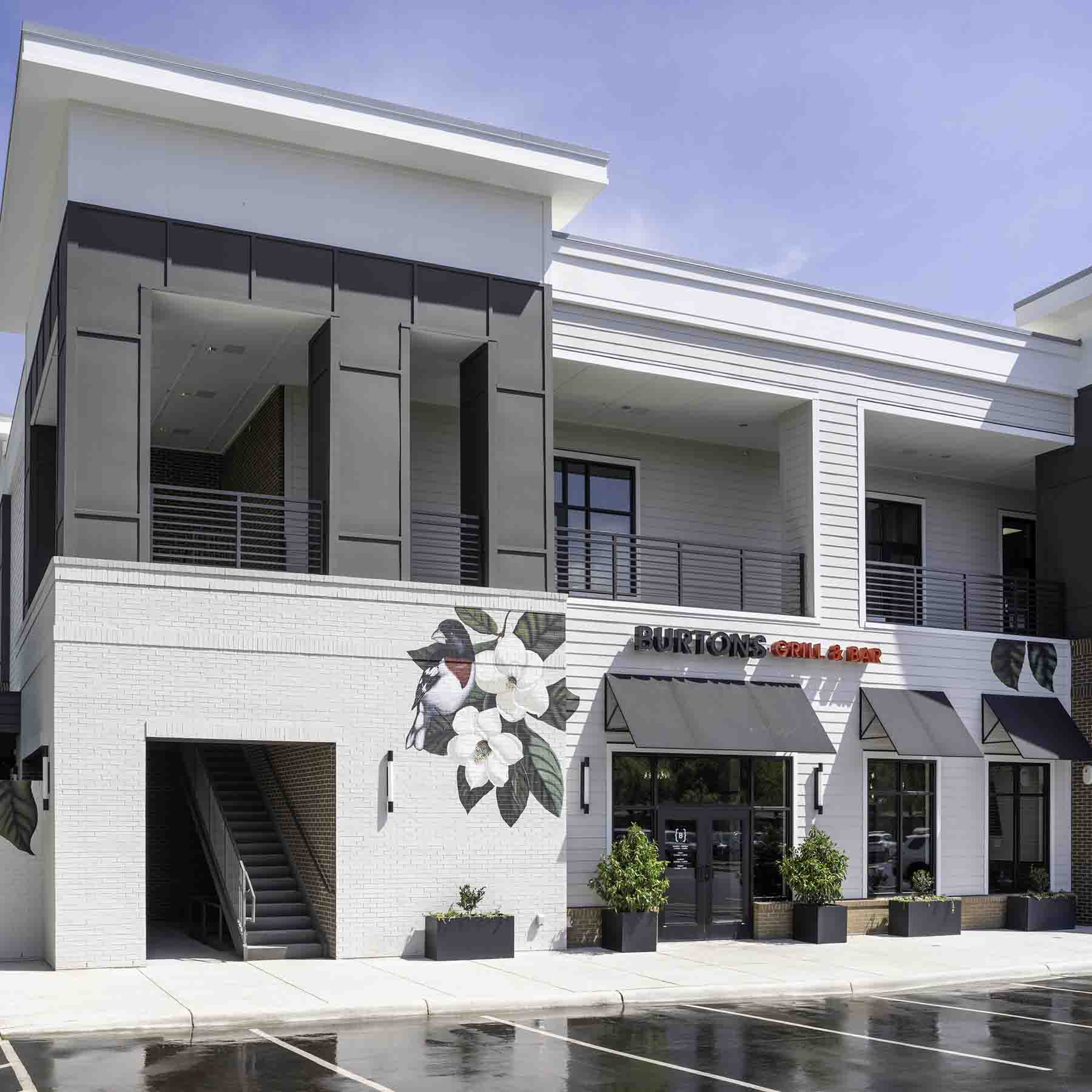 Exterior of Burtons Grill in Birkdale, NC.