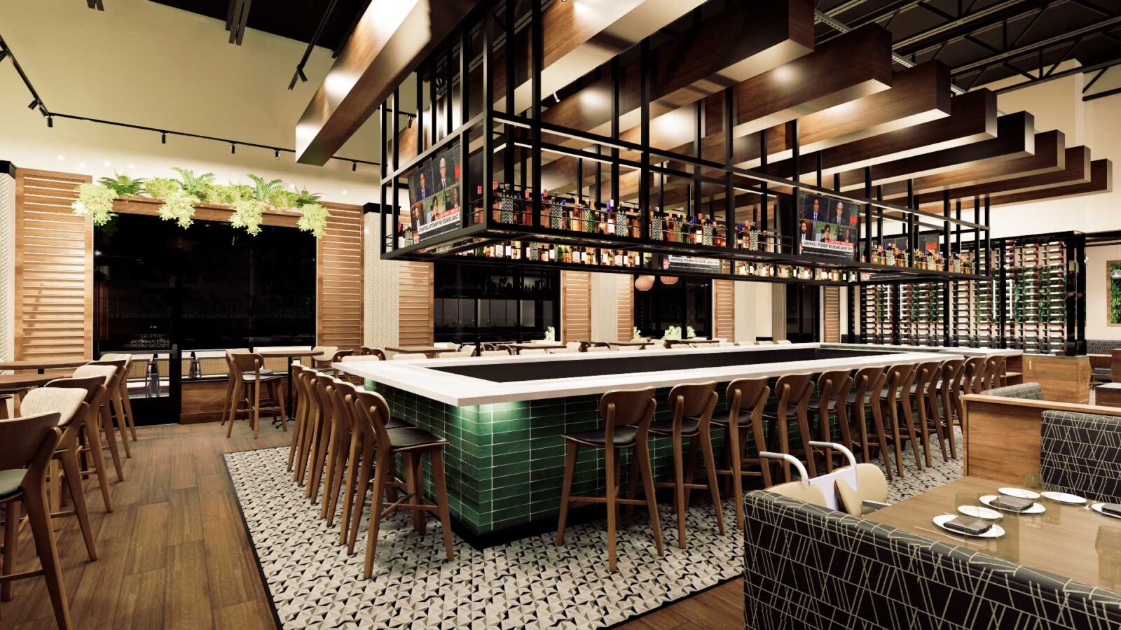 Bar rendering of Burtons Grill in Bel Air, MD.
